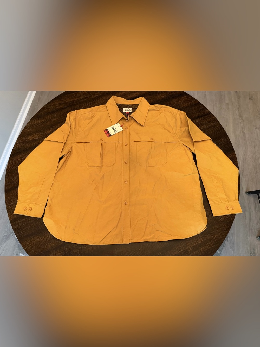 NWT Woolrich Long sleeve Lined Fishing Shirt Mustard Yellow Mens XL
